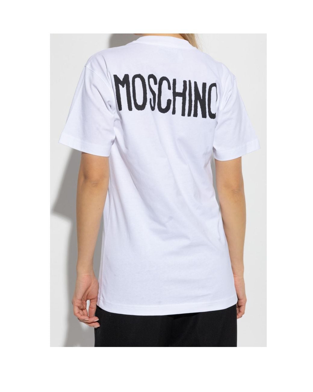Moschino White Slogan-Printed Crewneck T-Shirt