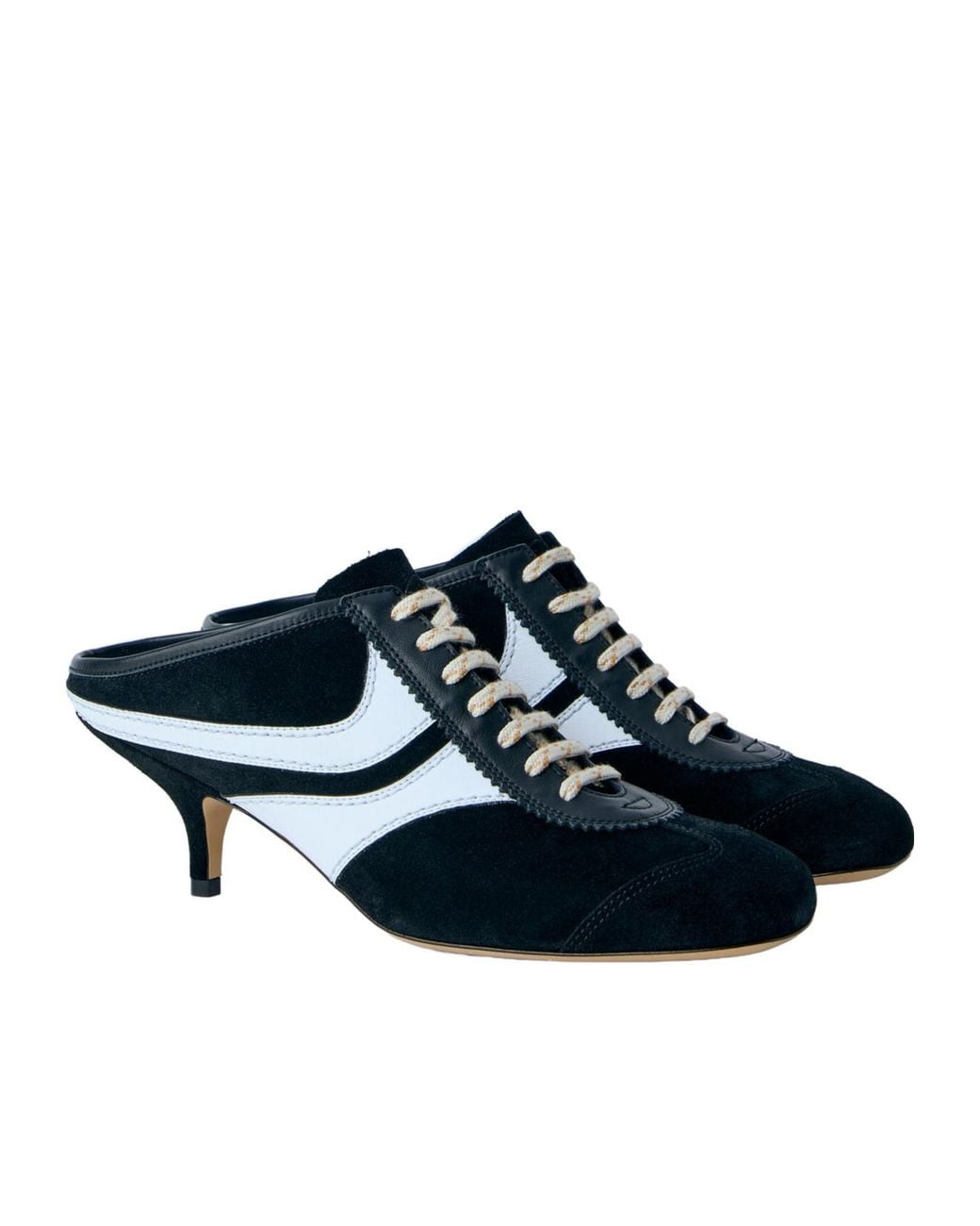 Dries Van Noten Blue Heeled Lace Up Mules