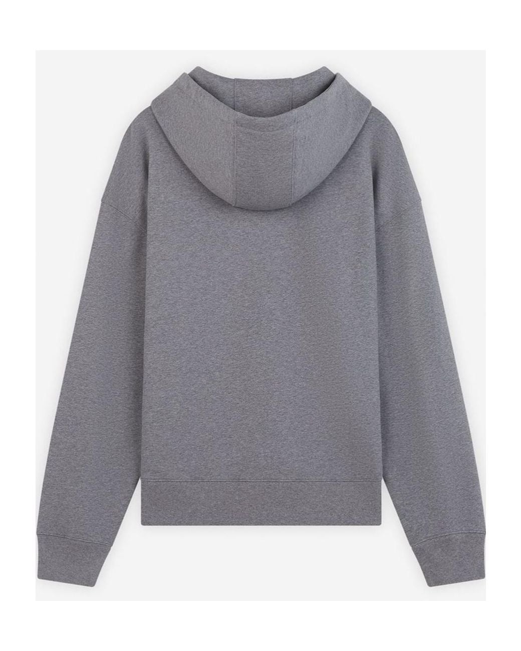 Maison Kitsuné Gray Maison Kitsuné Rambling Fox Printed Drawstring Hoodie for men