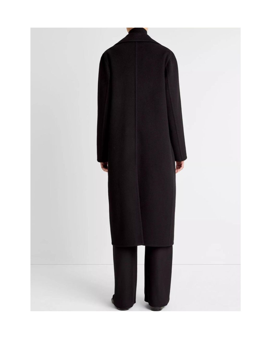 Vince Black Wool-Blend Double-Breasted Long Coat