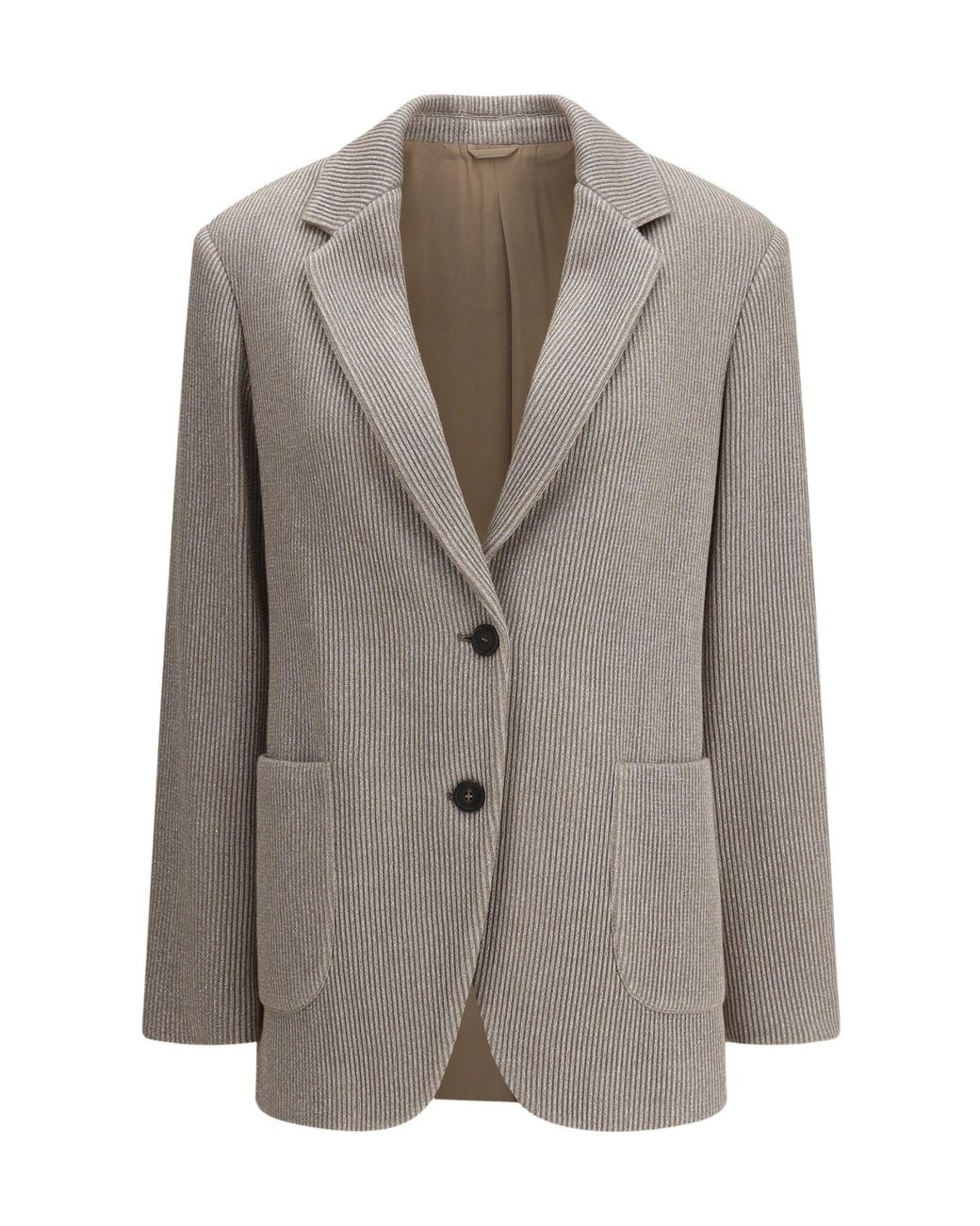 Brunello Cucinelli Brown Single Breasted Long-Sleeved Blazer
