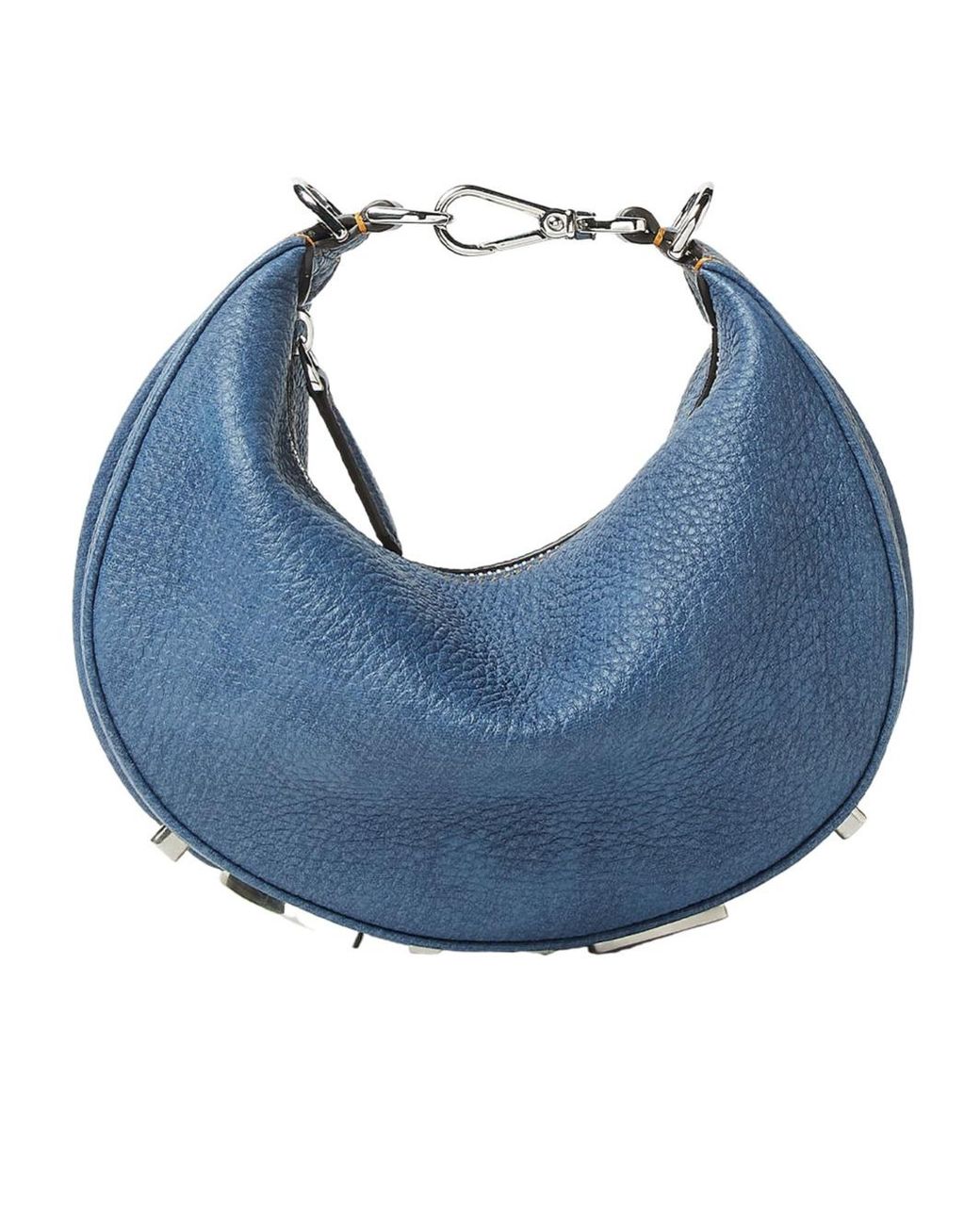 Fendi Blue Graphy Logo Lettering Mini Hobo Bag