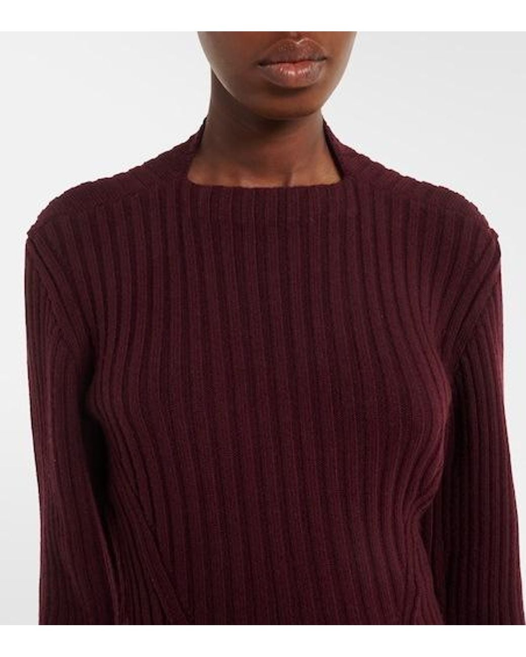 Victoria Beckham Purple Ribbed-Knit Wool And Cashmere Sweater