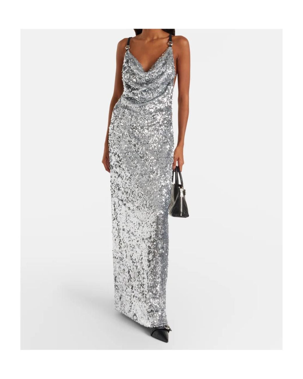 Coperni Gray Draped Sequined Gown