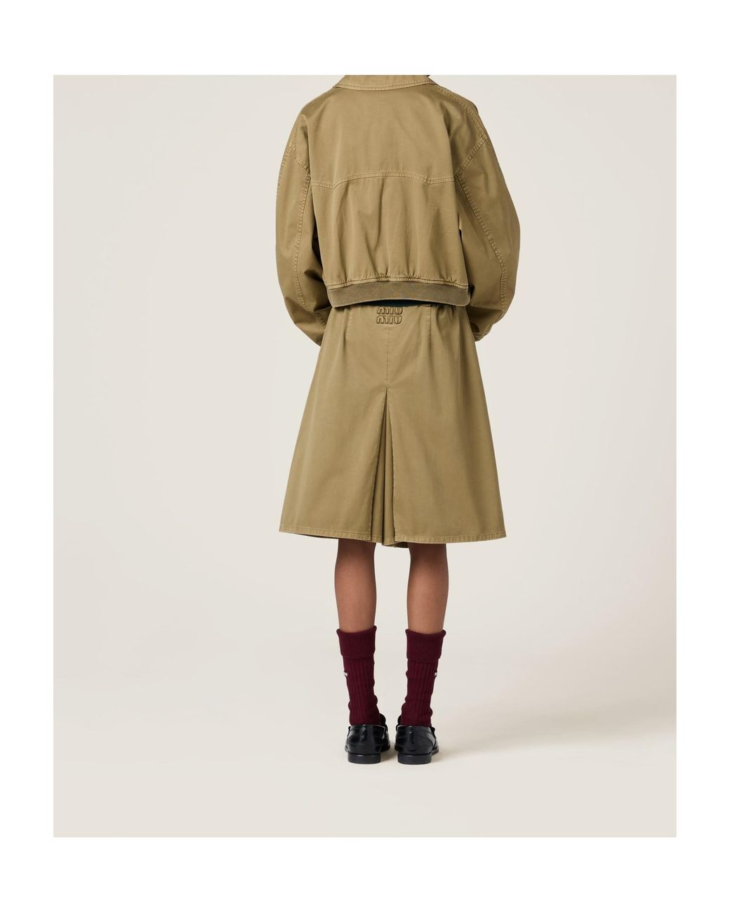 Miu Miu Natural Pleated Midi Skirt