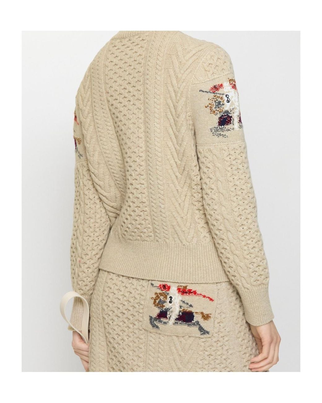 Burberry Natural Aran Intarsia Turtleneck Jumper