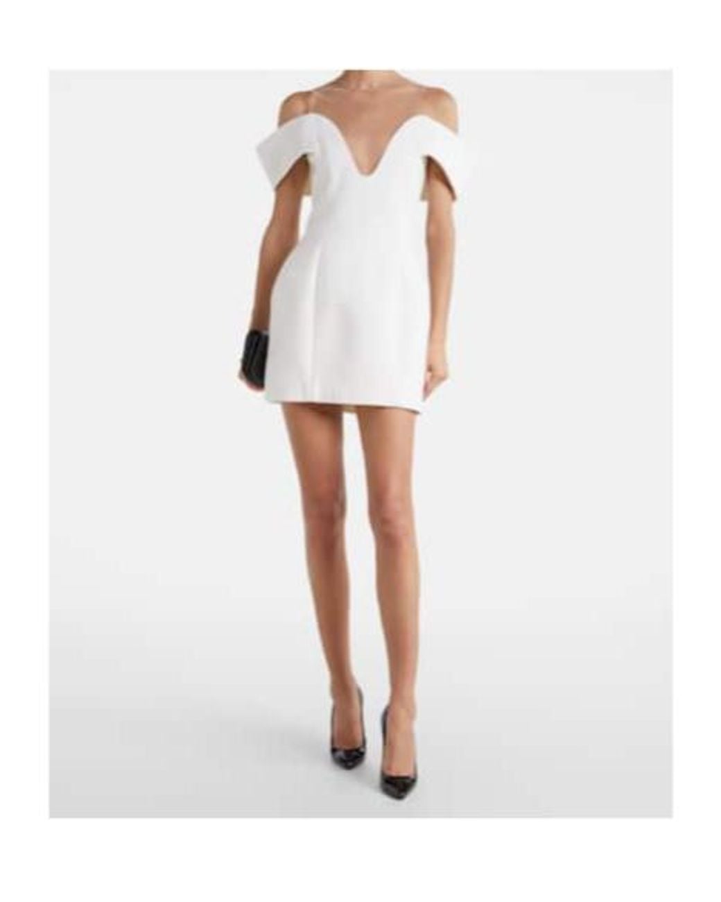 David Koma White Off-Shoulder Wool Minidress