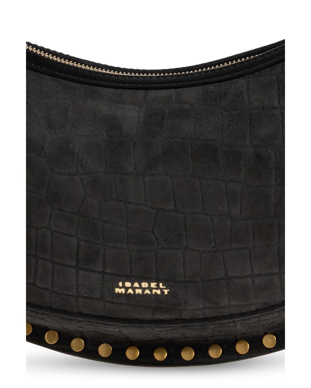 Isabel Marant Black Oskan Moon Studded Shoulder Bag