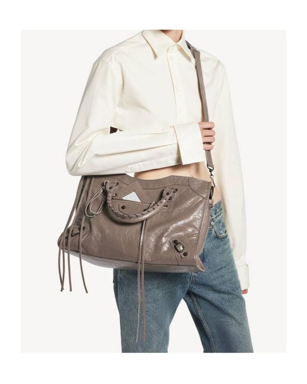 Balenciaga Metallic Le City Medium Shoulder Bag