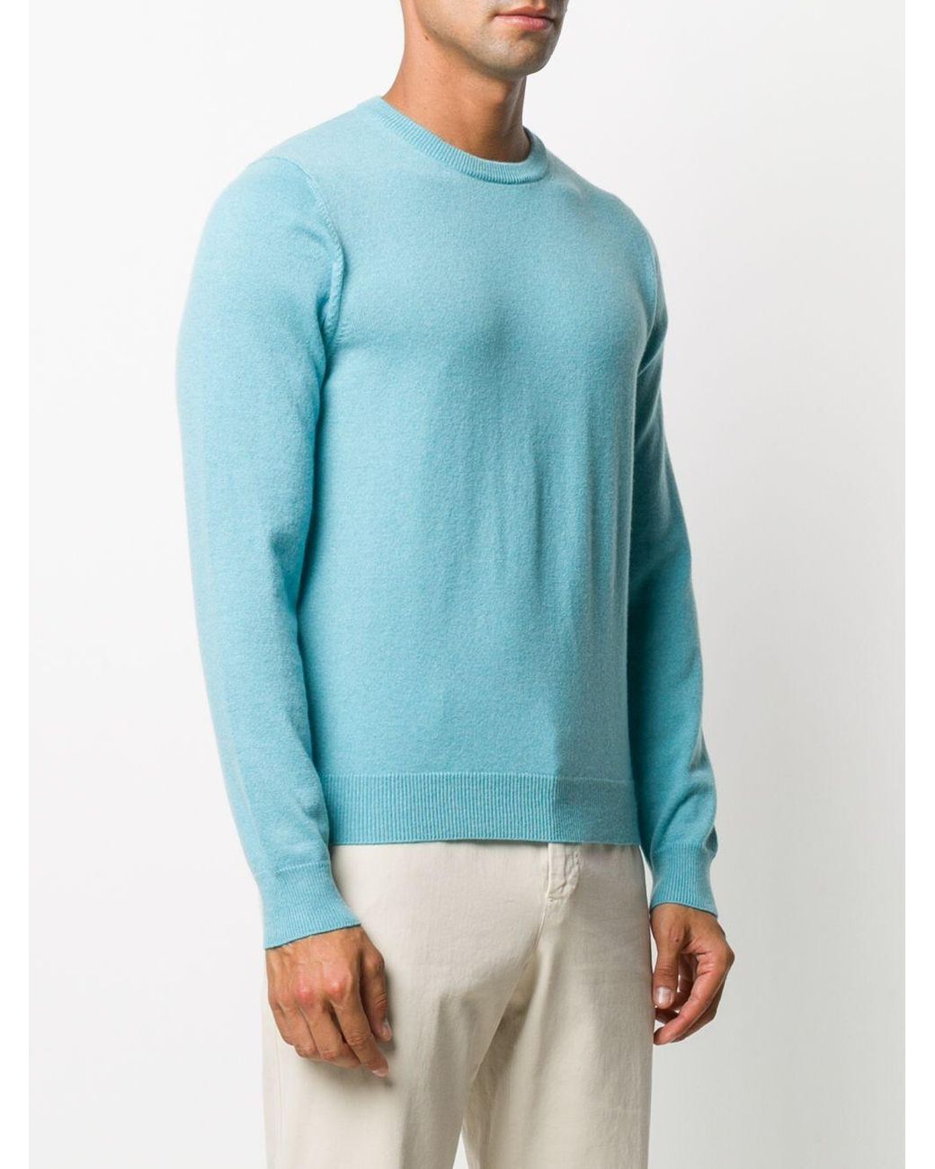 Malo Blue Crew-Neck Knitted Sweater for men