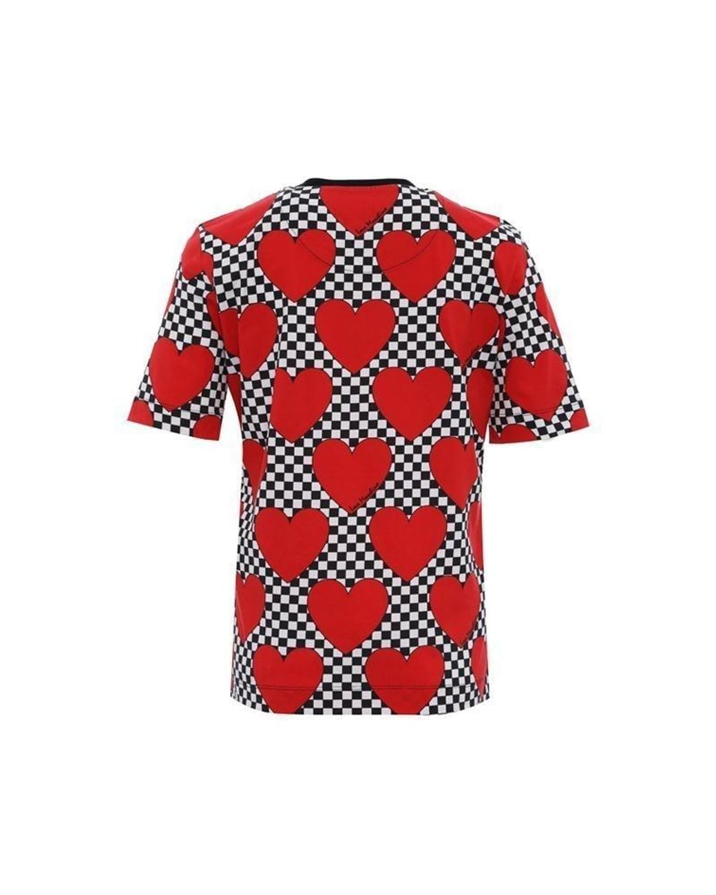 Moschino Red Check Heart Print T-Shirt