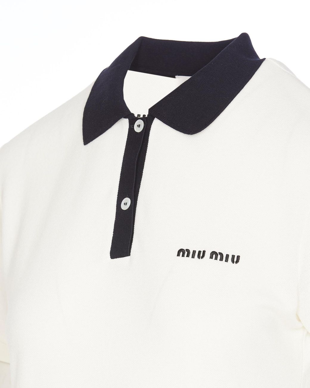 Miu Miu White Logo-Embroidered Short-Sleeved Mini Polo Dress