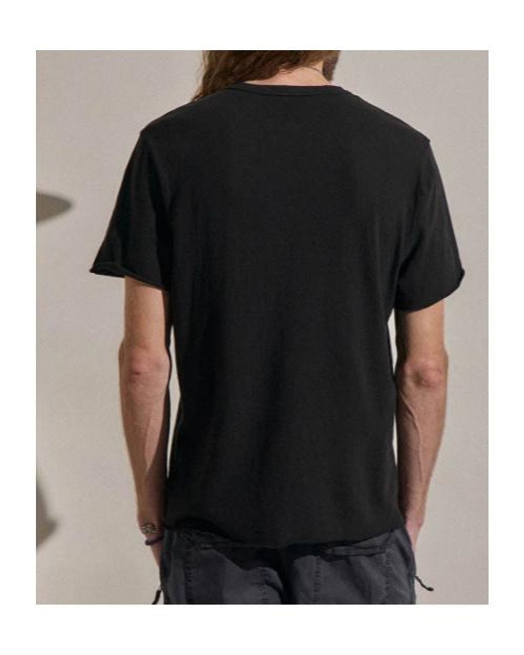 James Perse Black Slub Jersey Short Sleeve Henley for men