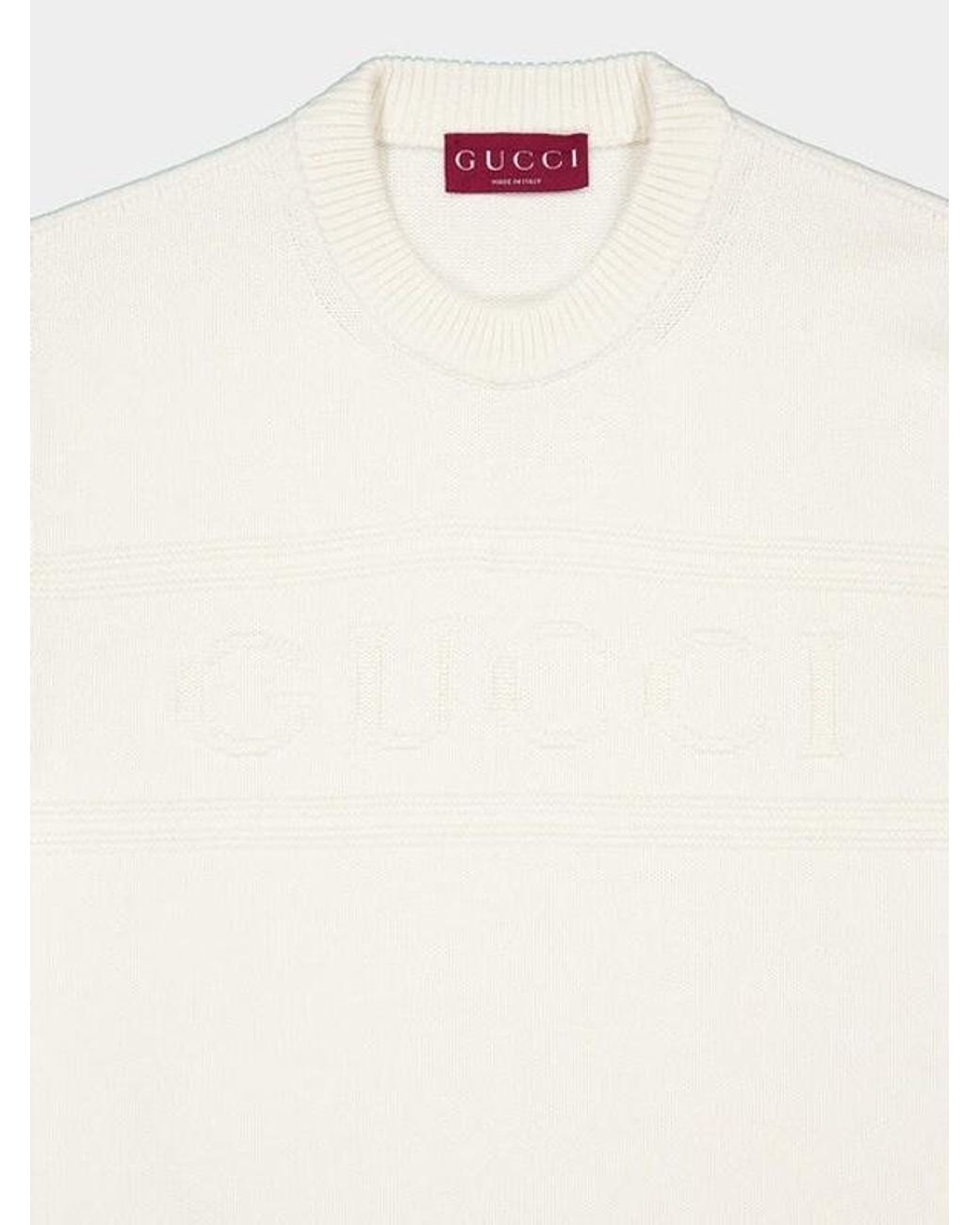 Gucci White Logo Intarsia Knit Jumper for men