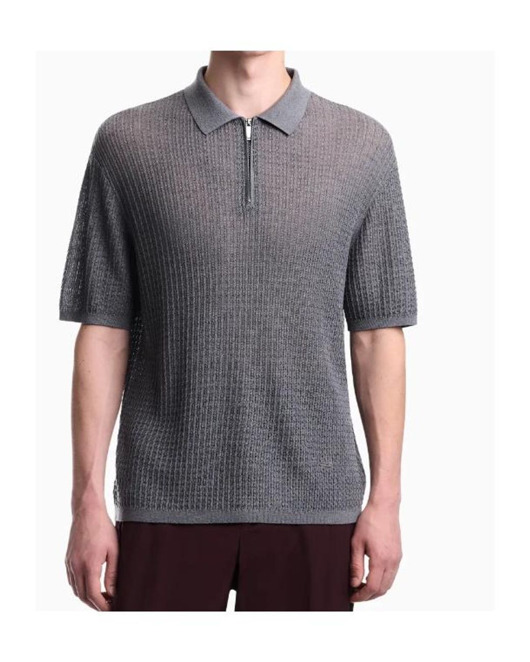 Emporio Armani Gray Polo Collar Sweater for men