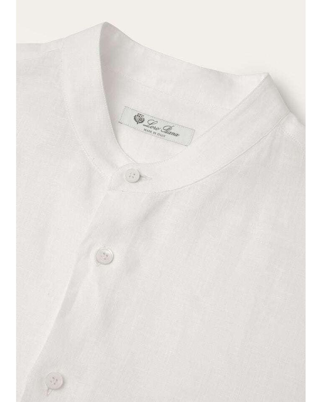 Loro Piana White Elia Low Mandarin Collar Shirt for men