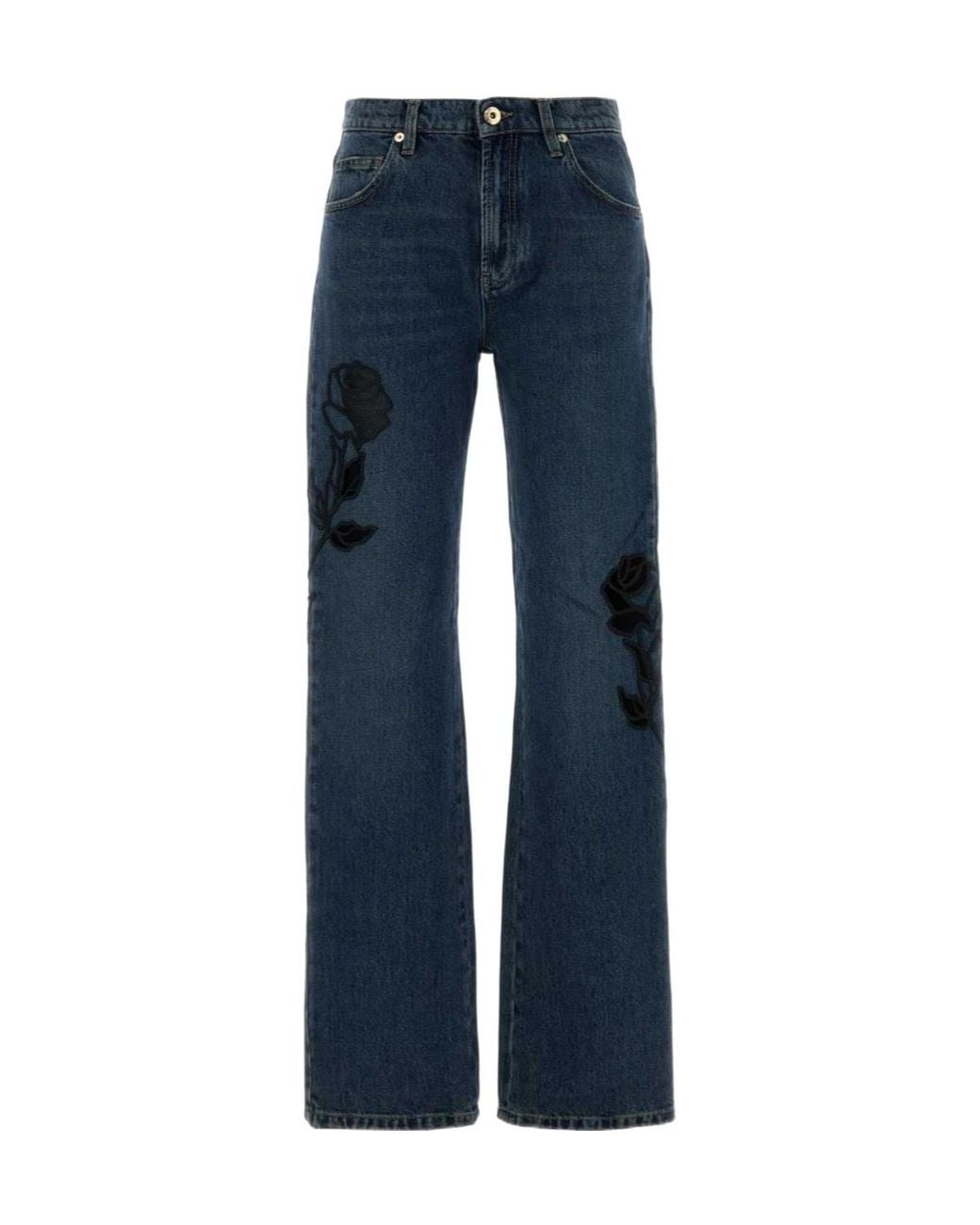 Blumarine Blue Embroidered Straight-Leg Jeans