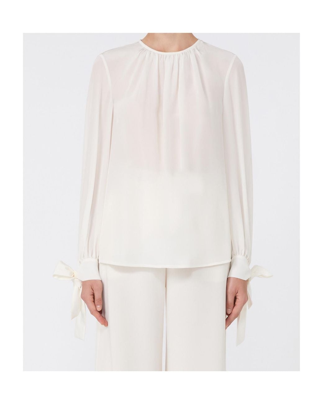 Max Mara White Silk Crepe De Chine Blouse