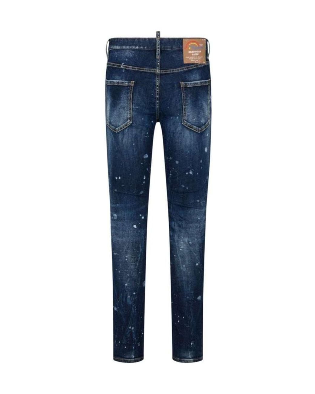 DSquared² Blue Sprayed Effect Straight-Leg Distressed Jeans for men