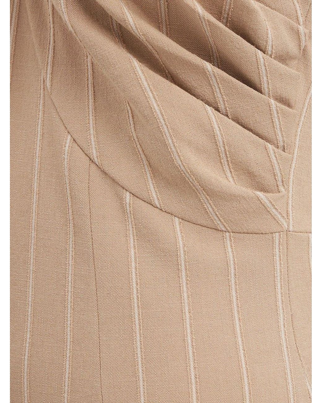GIUSEPPE DI MORABITO Natural Halter-Neck Striped Dress