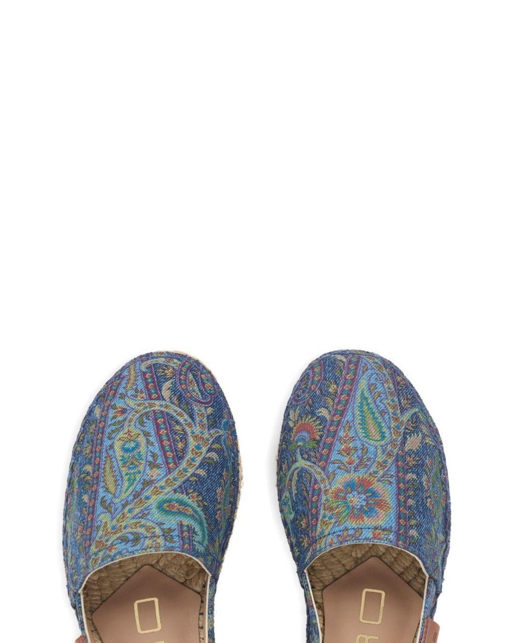 Etro Blue Jacquard Round-Toe Denim Espadrilles