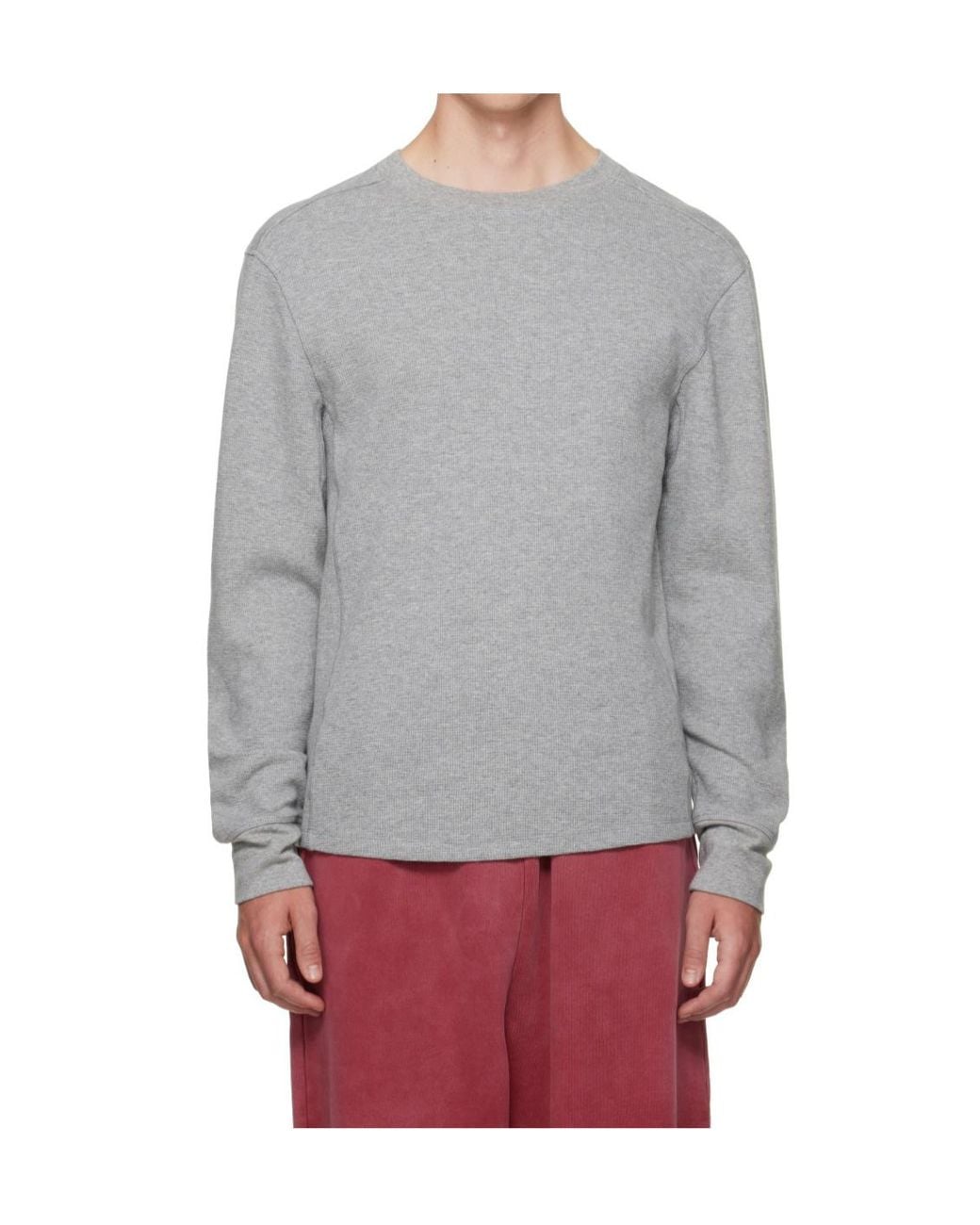Entire studios Gray Waffle-Knit Long-Sleeve T-Shirt for men