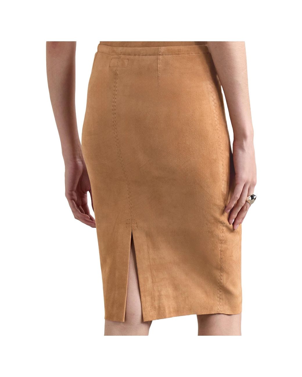 Stouls Brown Leather Midi Skirt