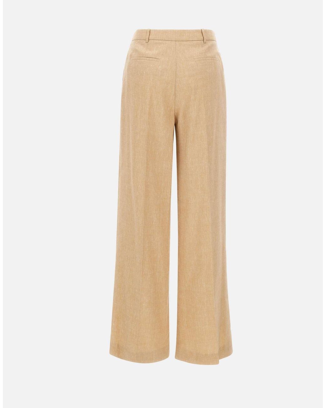 Eleventy Natural Belt-Loop Pleated Trousers
