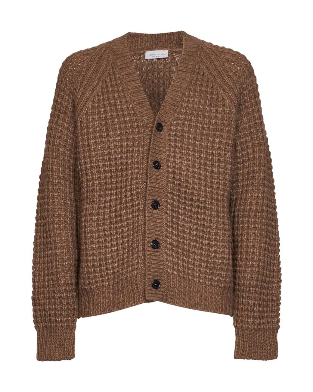 Roberto Collina Brown Textured Knit Cardigan for men