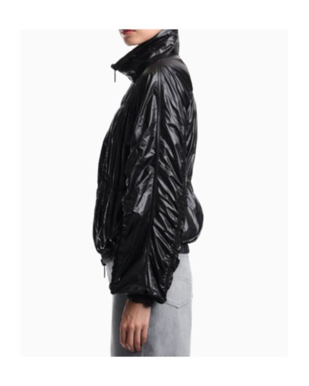 Emporio Armani Blue Reversible Blouson Jacket With Matte And Shiny Finishes