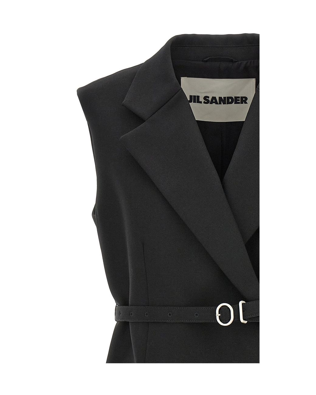 Jil Sander Black Belt Wool Vest