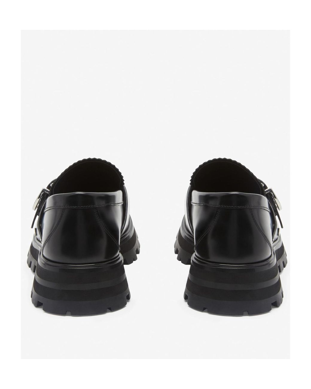 McQueen Black Buckle-Detailed Slip-On Loafers for men