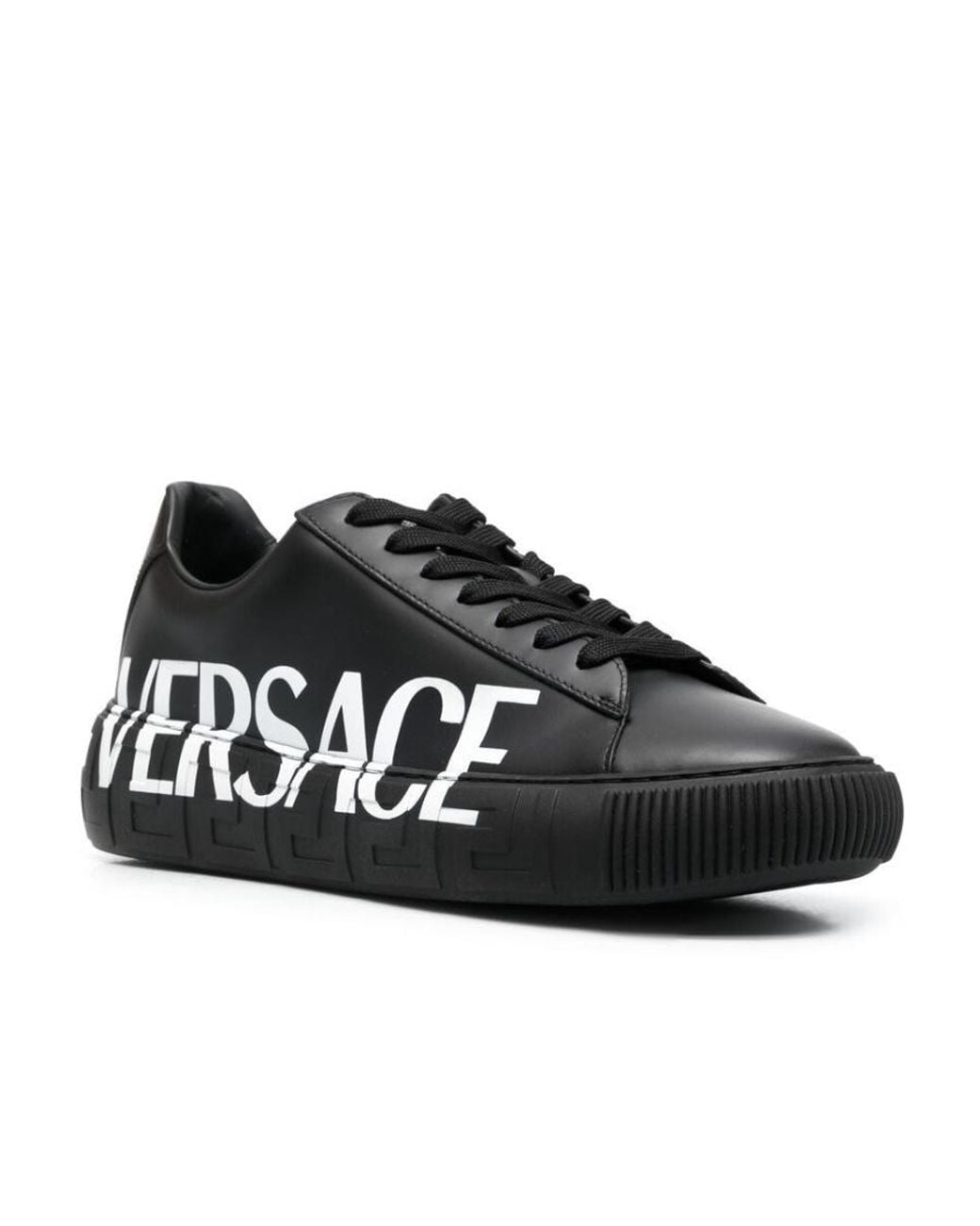 Versace Black Greca Logo Sneakers for men