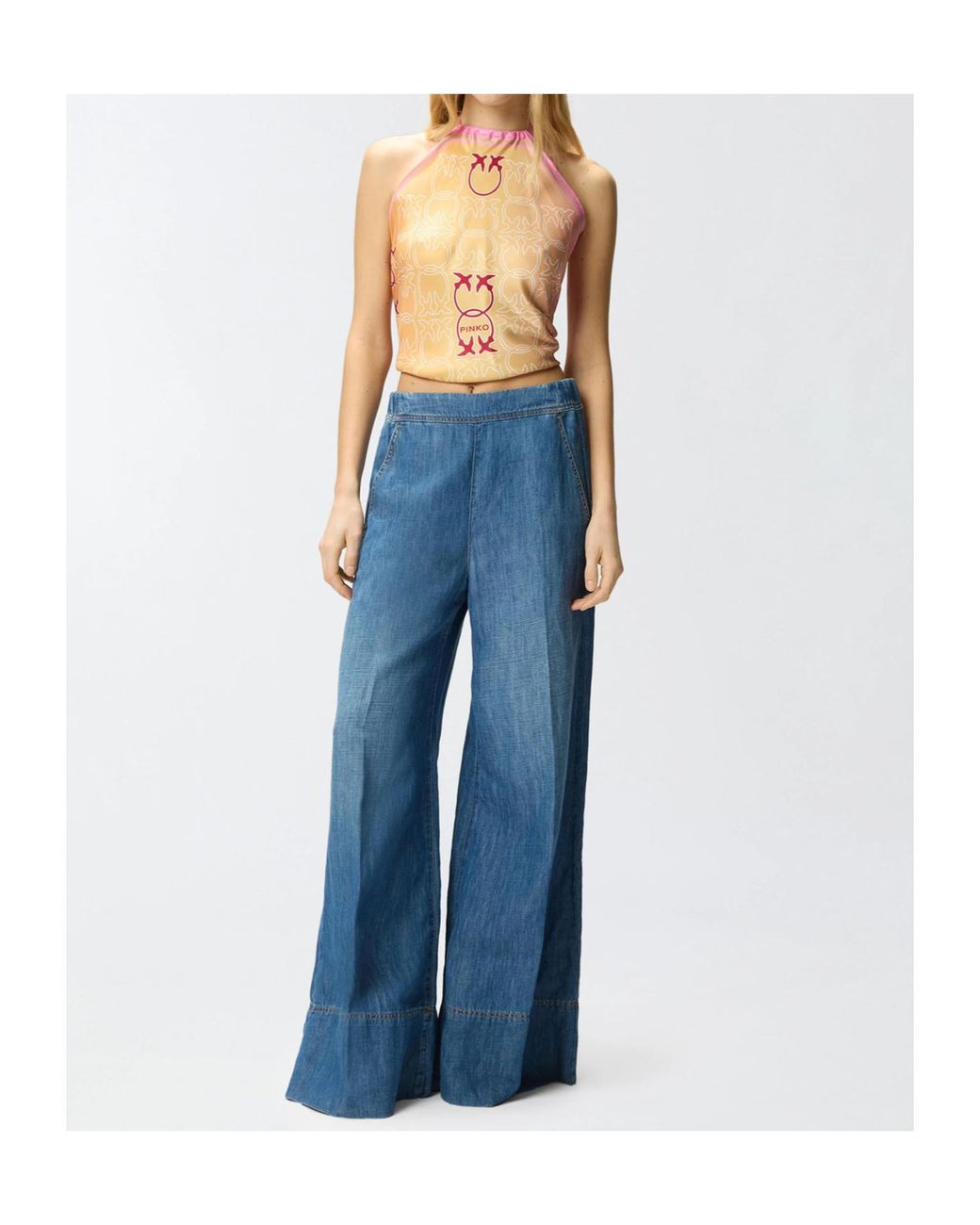 Pinko Blue Spiaggia Wide-Leg Jeans