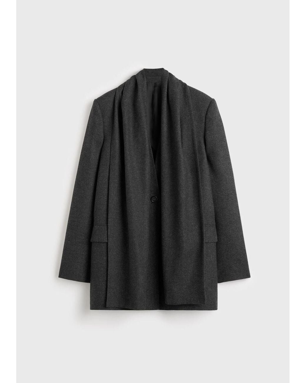 Totême Black Totême Single-Buttoned V-Neck Cape Blazer