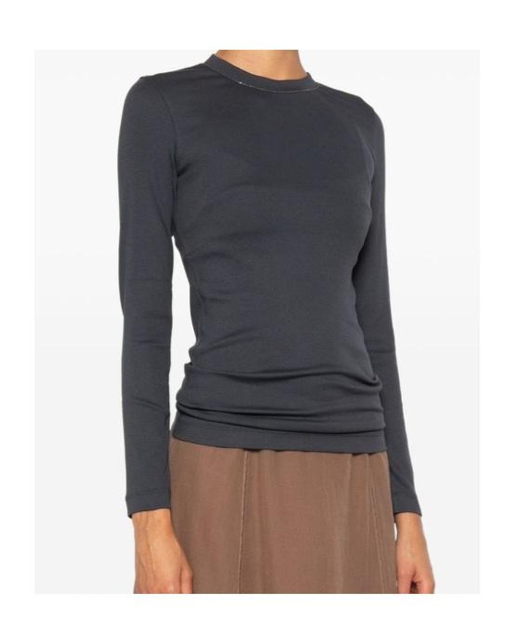 Brunello Cucinelli Blue Monili-Trim Long-Sleeve T-Shirt