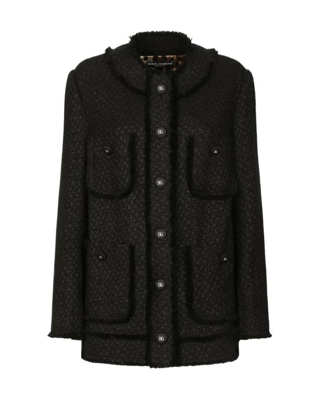 Dolce & Gabbana Black Single-Breasted Raschel Tweed Jacket