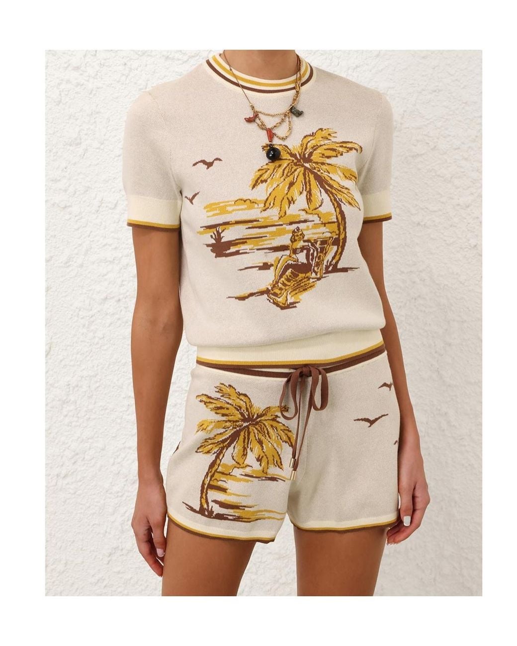 Zimmermann White Daylightpam-Tree Jacquard T-Shirt