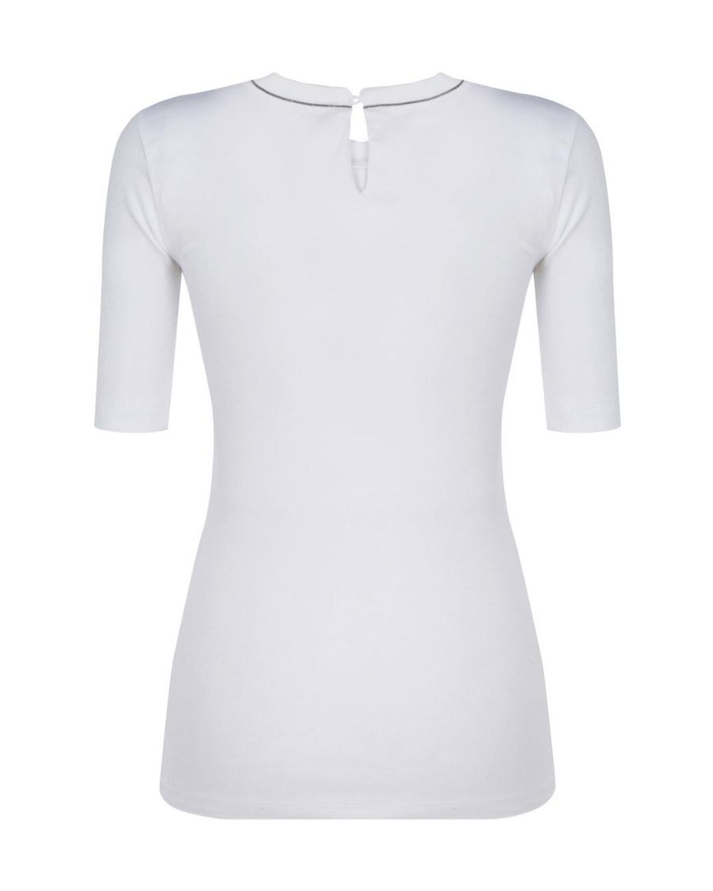 Brunello Cucinelli White Embellished Short-Sleeved T-Shirt