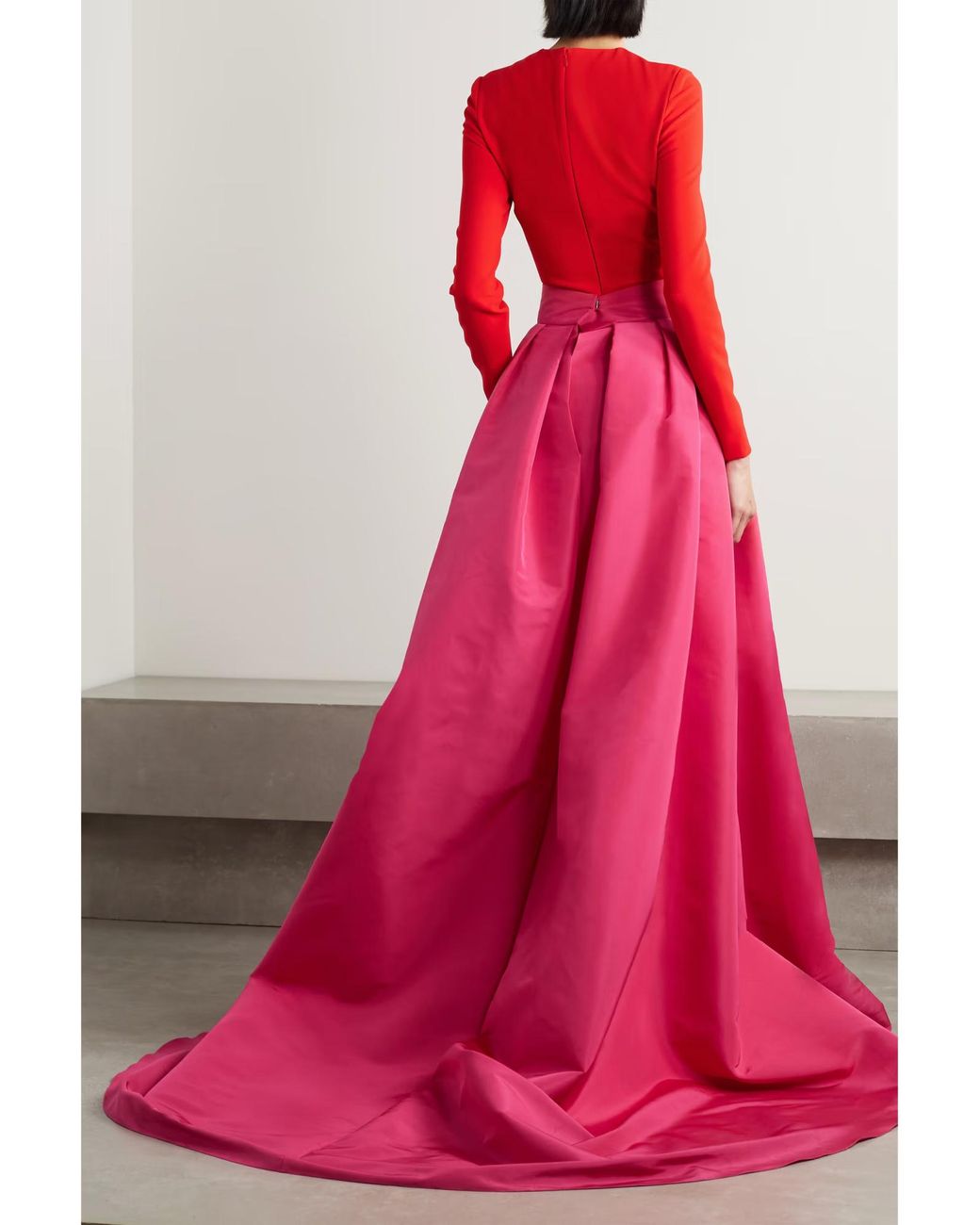 Carolina Herrera Red Convertible Color-Blocked Dress