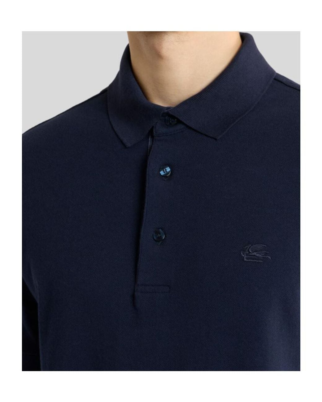 Etro Blue Short-Sleeved Polo Shirt for men