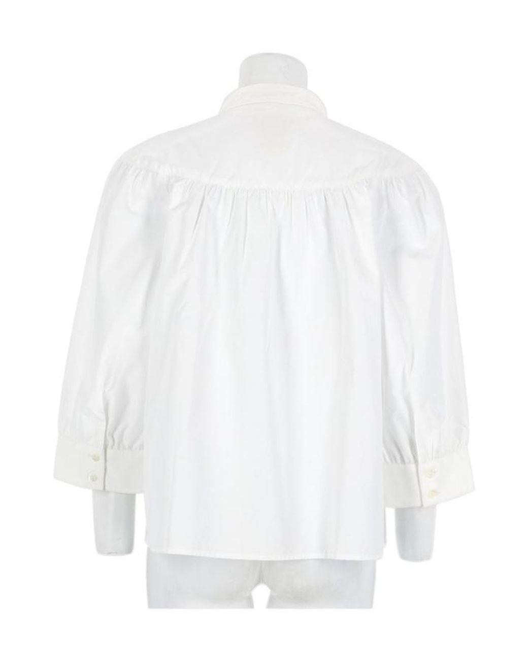 A.P.C. White Natalie High-Collared Loose Organic Cotton Blouse