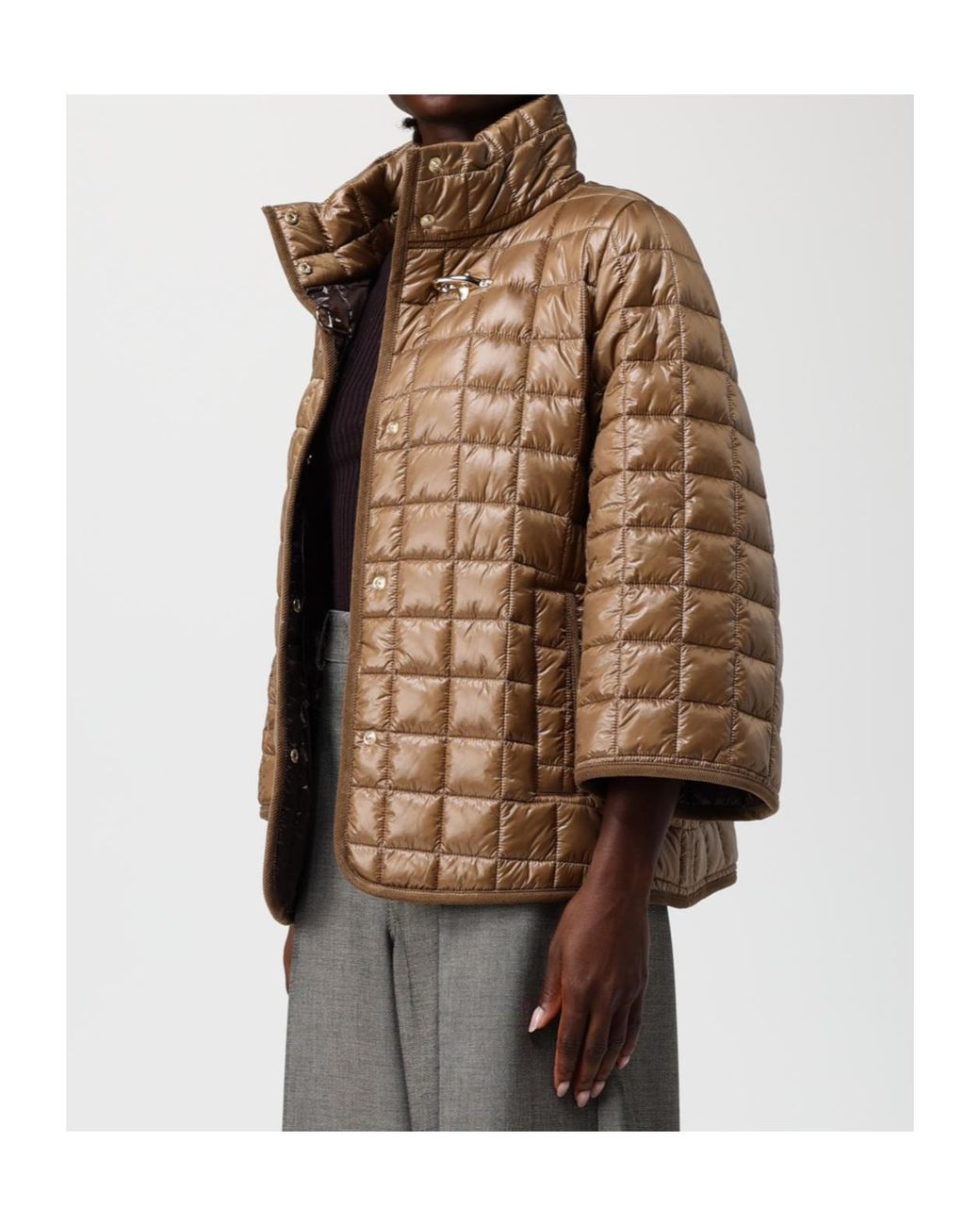 Fay Brown Quilted Toggle Coat