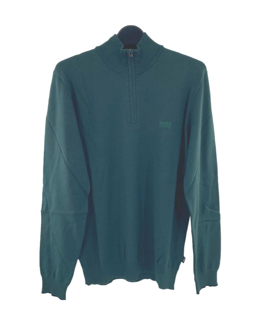 Boss Blue Zippered Long-Sleeved Sweater for men