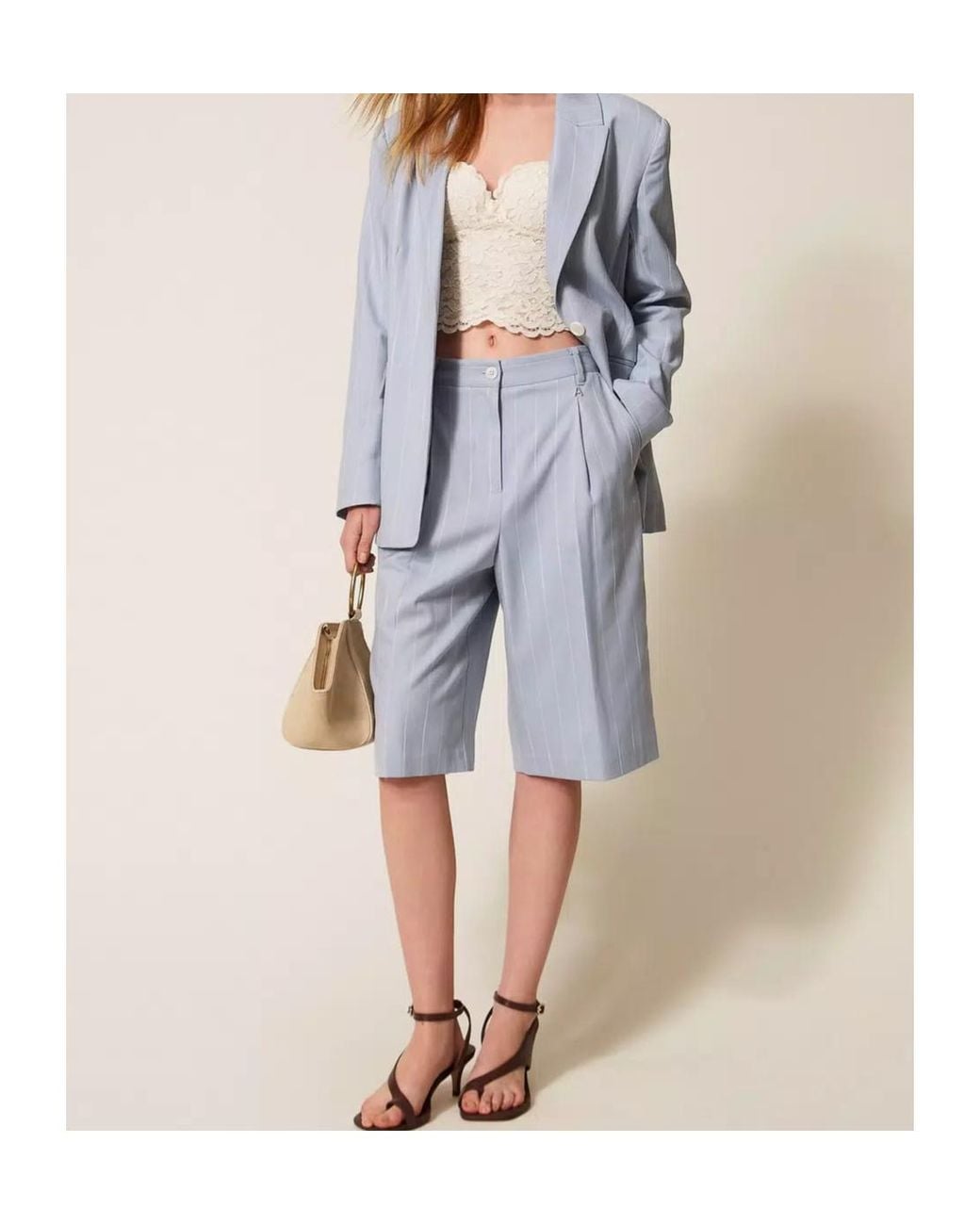 Twinset Blue Pinstripe Tailored Shorts