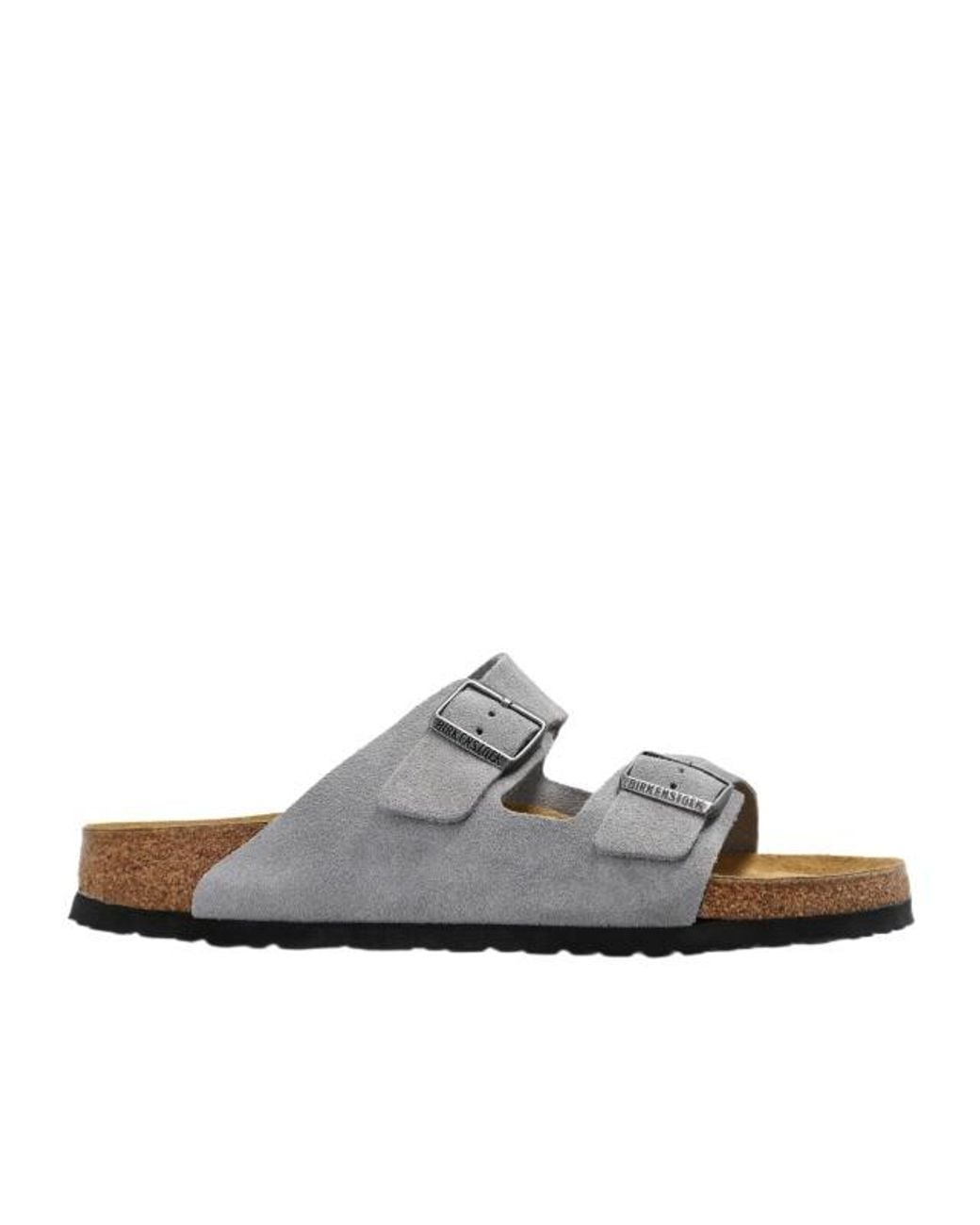Birkenstock White Arizona Buckled Slides for men
