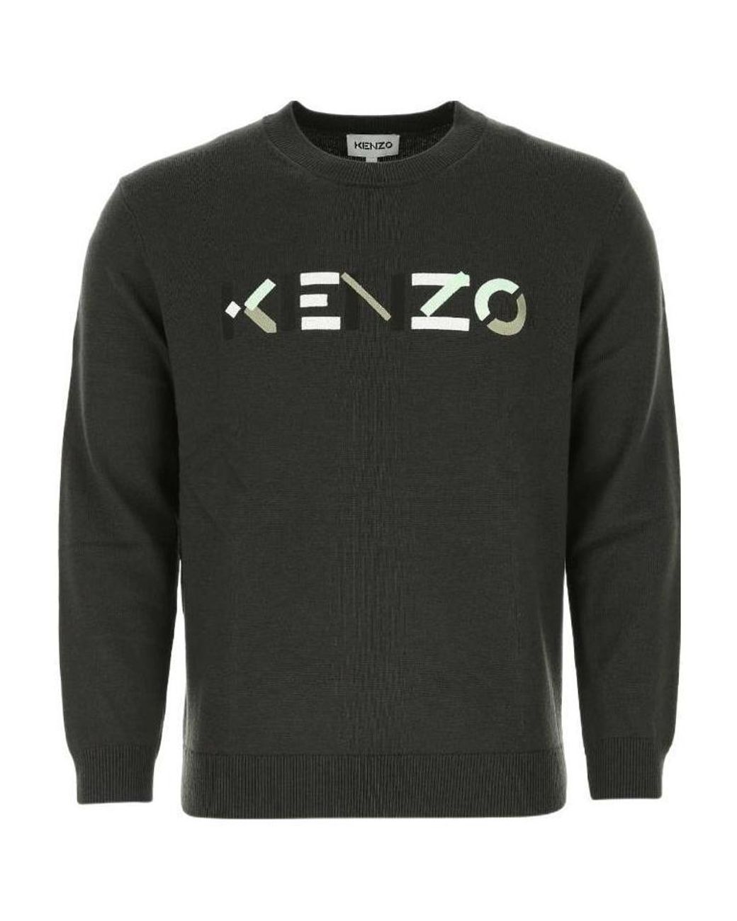 KENZO Black Logo Embroidered Knitted Jumper for men