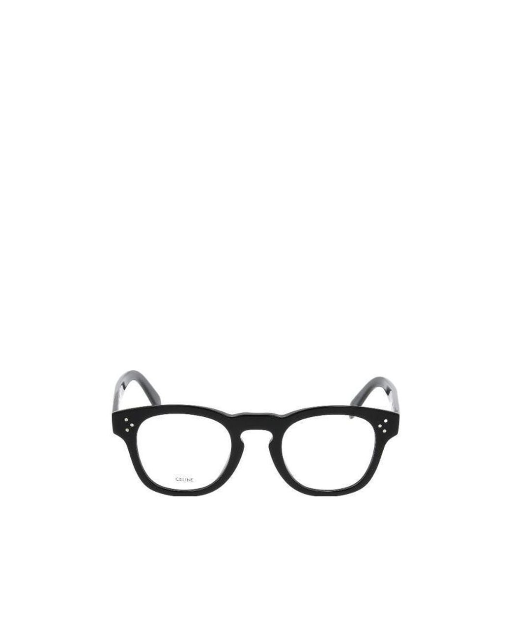 Céline White Polished-Effect Round-Frame Glasses for men