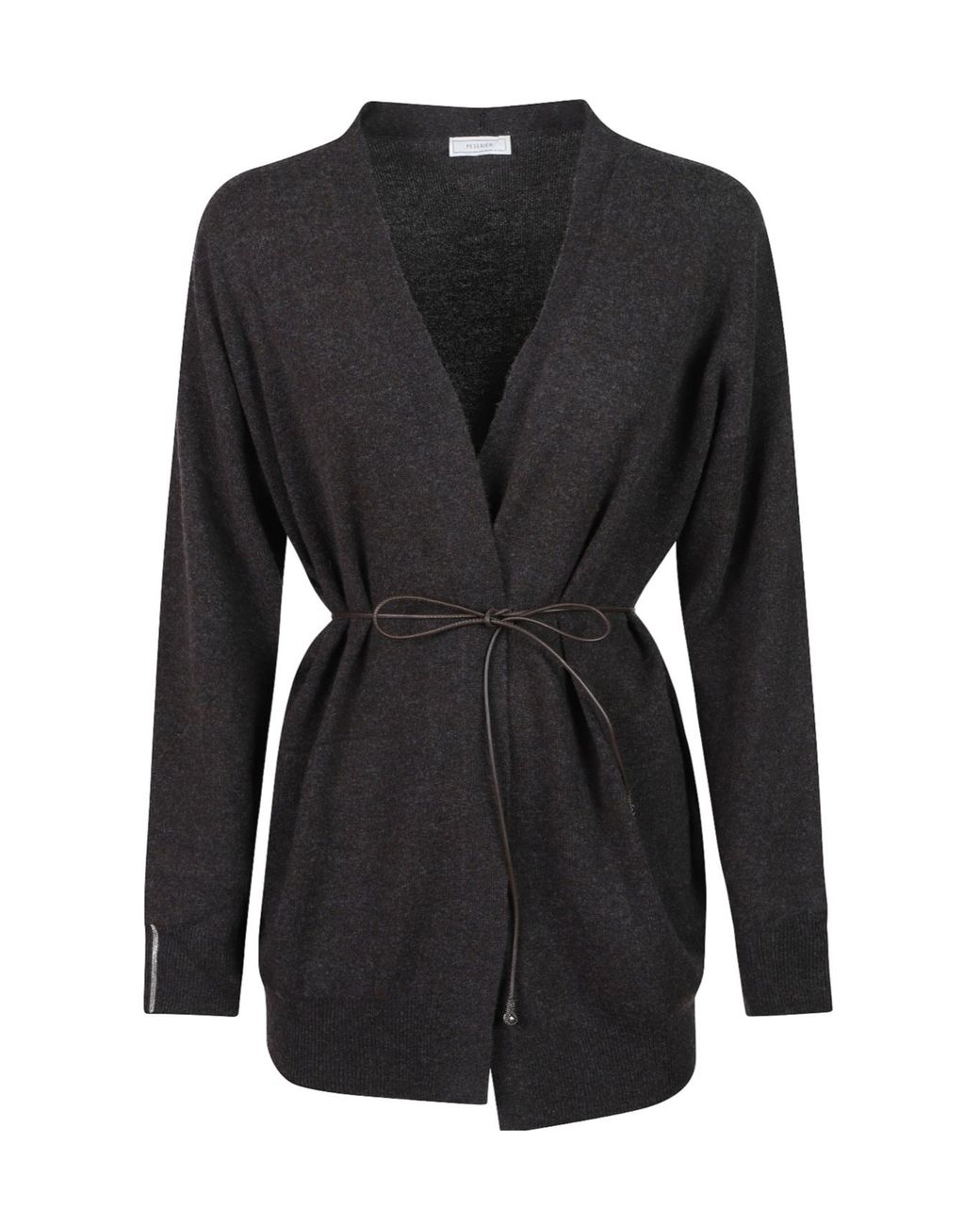 Peserico Black Long-Sleeved Belted Cardigan
