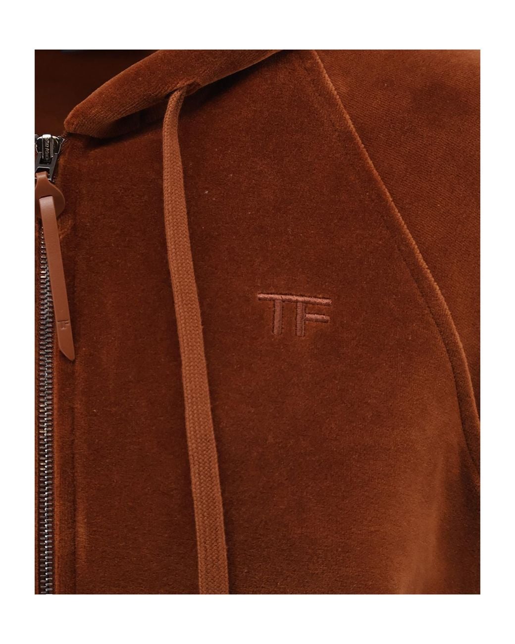 Tom Ford Brown Zip-Up Drawstring Hoodie